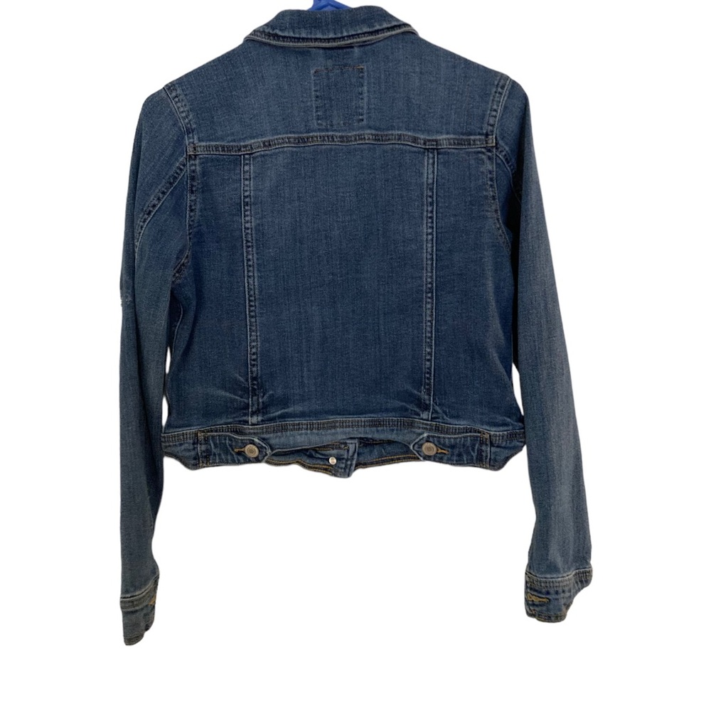 Women’s Medium Blue Washed Collared Button Down Jean Jacket With Pockets. Size S - Picture 5 of 7